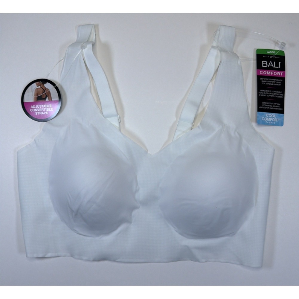Bali Women's Comfort Revolution EasyLite Back Close Wirefree Bra DF3496 White L